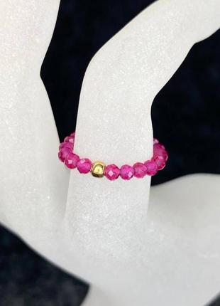 Кольцо кошачий глаз розовое h-6 мм 17-19 р-р