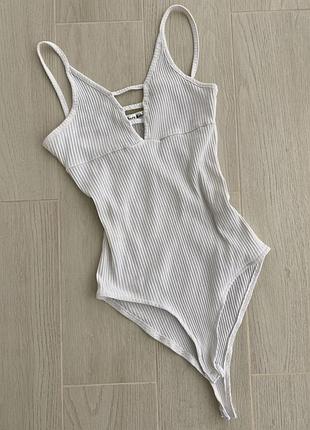 Біле боді в рубчик cherry koko