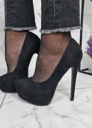 Новые женские чёрные замшевые туфли на шпильке,чёрные туфли лодочки шпилька,нові жіночі чорні замшеві туфлі на шпильці,чорні туфлі човники шпилька