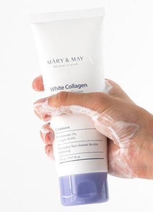 Пенка с коллагеном и ниацинамидом mary&may white collagen cleansing foam2 фото