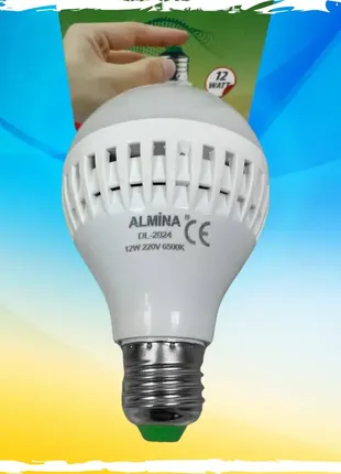 Лампочка аккумуляторная almina dl, 12w. светодиодная лампочка на 12в.3 фото