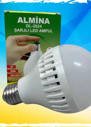 Лампочка аккумуляторная almina dl, 12w. светодиодная лампочка на 12в.1 фото