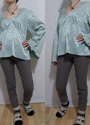 Блуза мятного цвета  в бельевом стиле с рукавами кимоно  river island3 фото