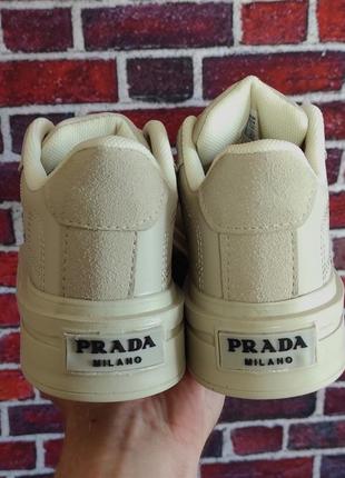 Женские кроссовки кроссовки PRada milano cream7 фото