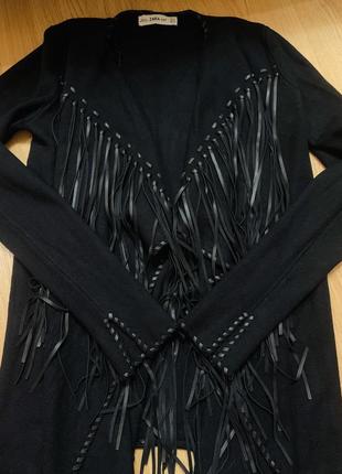 Кардиган кофта пиджак бахрома эко кожа вискоза9 фото