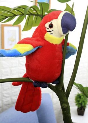 Говорящий попугай повторюшка красный parrot talking2 фото