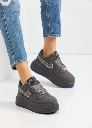 Отличные женские кроссовки на платформе nike mercurial high top purple sneakers boots made grey серые