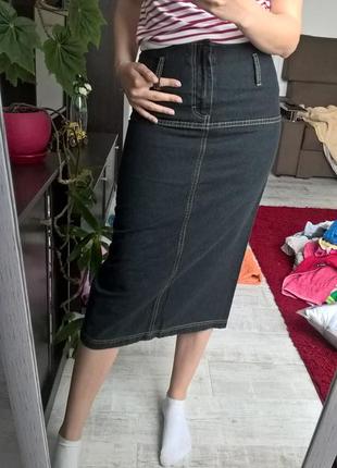 Стильная брендовая новая юбка джинсовая миди s-ка1 фото