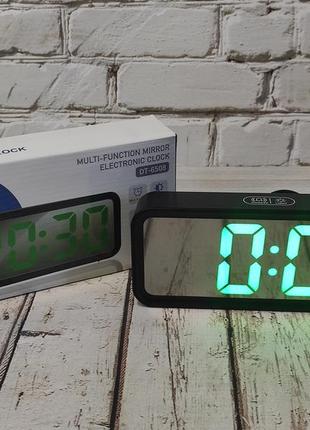 Электронные часы настольные с будильником и термометром dt 6508 зеркальные ms4 фото