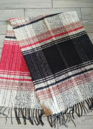 Щарф зимовий, великий шарф, шарф в клітинку