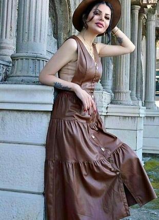 Платье сарафан ярусный zara эко кожа7 фото