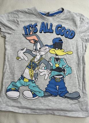 Дитяча футболка з принтом. сіра футболка. футболка с кроликом багз банні