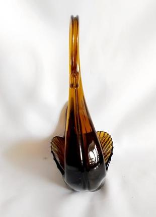 Ваза цветное стекло лебедь винтаж