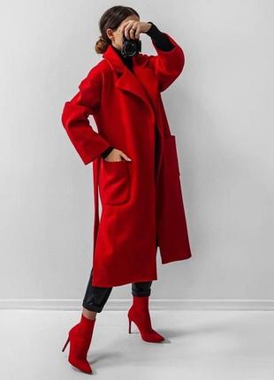 Стильное кашемировое пальто, цвет: беж, красный, коричнево-рыжий, размер: 42-465 фото