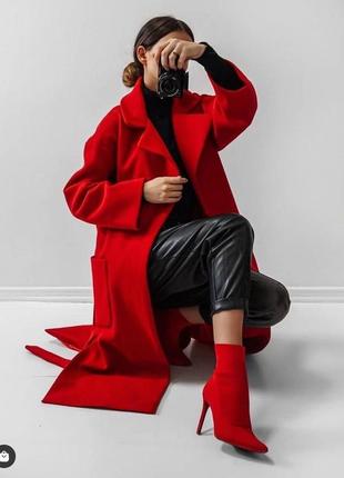 Стильное кашемировое пальто, цвет: беж, красный, коричнево-рыжий, размер: 42-4610 фото