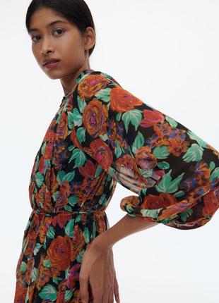Платье рубашка в яркий цветочный принт7 фото