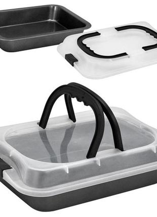 Деко для запікання з кришкою stenson mh-4435 36.5х24.5х5.5 см