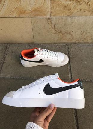 Мужские кроссовки nike blazer low white black orange 41-42-43-44-455 фото