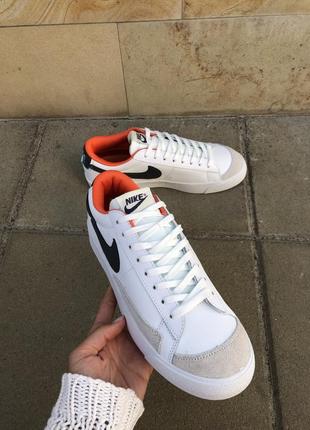 Мужские кроссовки nike blazer low white black orange 41-42-43-44-454 фото