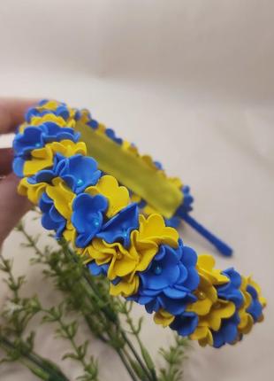 Венок украинский, венок сине желтый, жёлто голубой венок на голову, ободок украинской4 фото