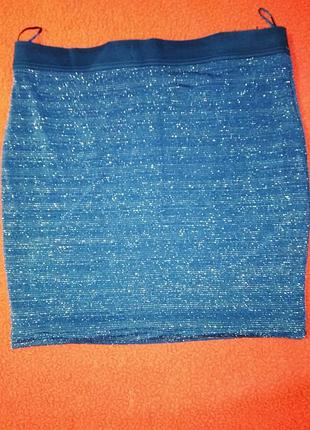 Спідниця-міні трикотажна з люрексом на 48 розм