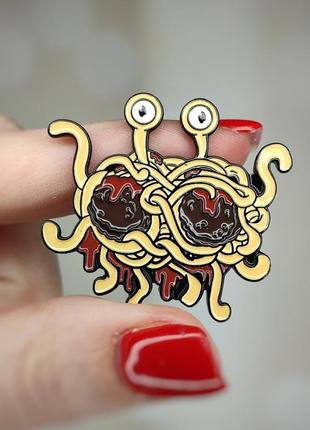 Металевий значок - пін "макароний монстр" (знач0089)