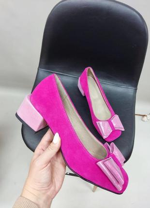 Туфли замшевые розовые малиновые фуксия цвет по выбору3 фото
