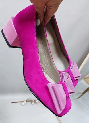 Туфли замшевые розовые малиновые фуксия цвет по выбору6 фото