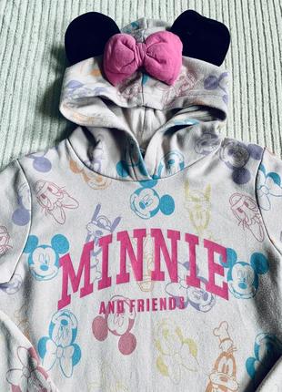 Платье туника худи с капюшоном трикотажное minnie and friends h&m (швеция)4 фото