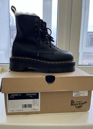 Dr. martens jadon fur-lined black pisa оригінал шкіряні, зимові2 фото