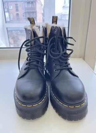 Dr. martens jadon fur-lined black pisa оригінал шкіряні, зимові3 фото