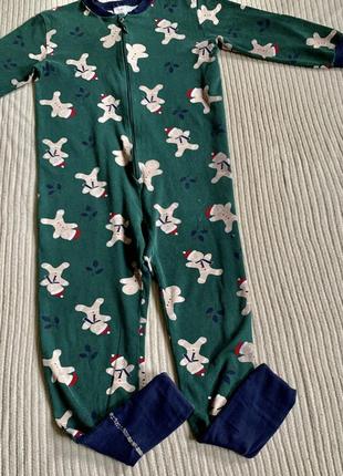 Пижама новогодняя комбинезончик хлопковый на молнии с ножками calida (швейцария)2 фото