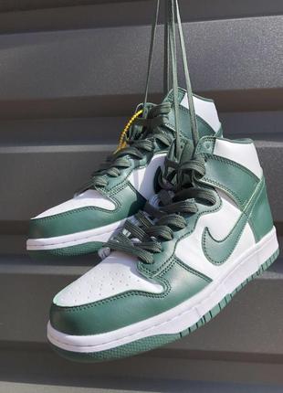 Женские кроссовки nike sb dunk high green white 36-371 фото