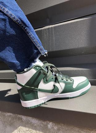 Женские кроссовки nike sb dunk high green white 36-377 фото