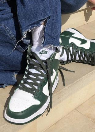 Женские кроссовки nike sb dunk high green white 36-379 фото