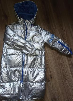 Куртка длинная серебряная2 фото