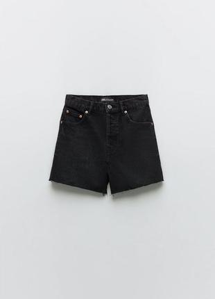 Шорти zara vented hi-rise straight fit shorts trf2 фото