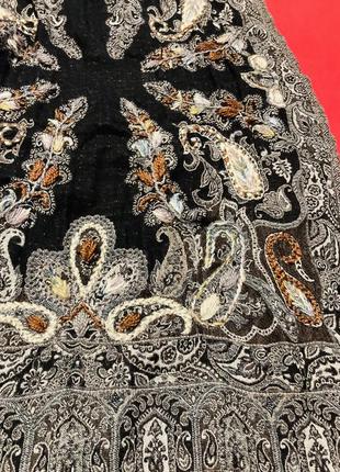 Ручная работа шарф палантин вышивка шерсть