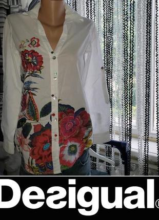 Рубашка блузка с вышивкой desigual р.м original стильная женская или подростковая блузка2 фото