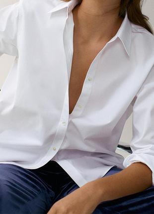 Біла базова жіноча рубашка сорочка хлопок