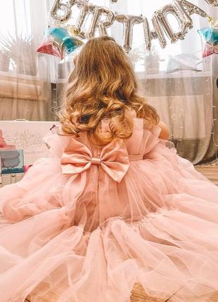 Детское пышное платье платье для девочки на 1 год годик на день рождения праздник розовая принцессы10 фото