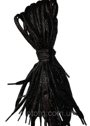 Шнурки чёрные с люрексом плоские4 фото