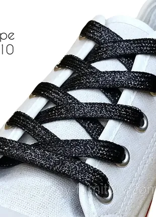 Шнурки для взуття чорні з люрексом6 фото