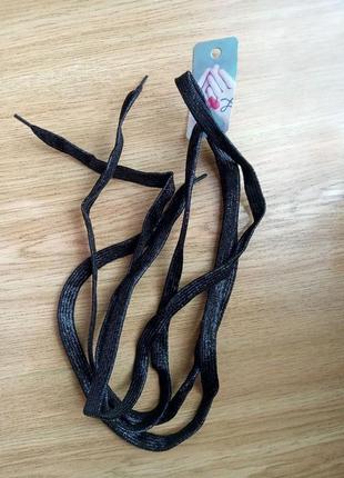 Шнурки чёрные с люрексом плоские10 фото