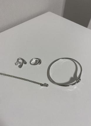 Женский набор, браслет, кольца, серьги, подвеска1 фото