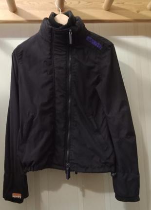 Куртка superdry мужская, черная(в середине фиолетовая) ветровка
