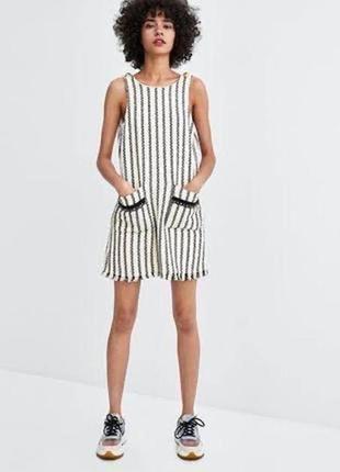 Класний твідовий сарафан - сукня в смужку zara