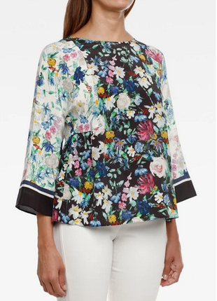 Шелковая блуза цветочный принт акварель  weekend max mara /7568/1 фото