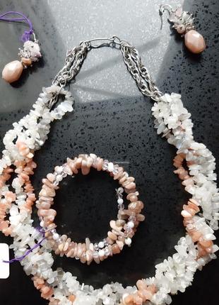 Кольє, браслет, сережки з натурального каміння1 фото