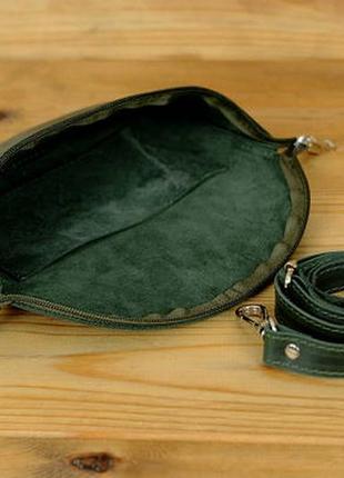 Кожаная сумка джон, натуральная винтажная кожа, цвет зеленый3 фото
